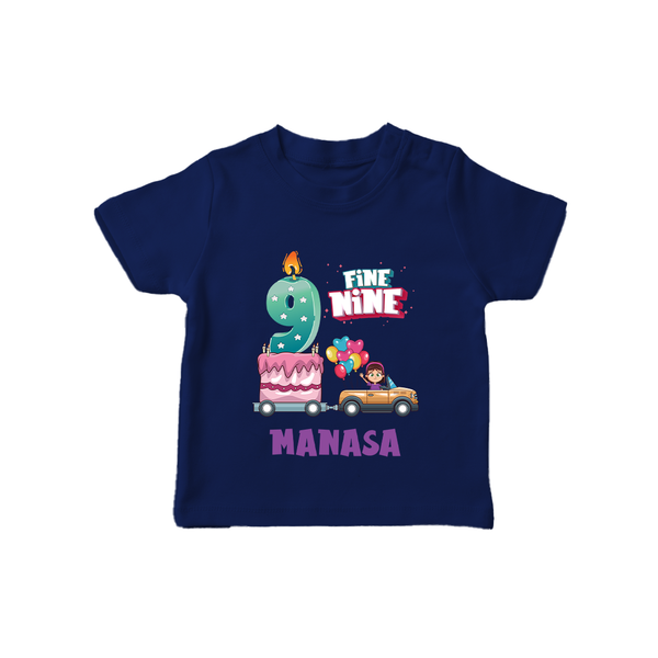 Celebrate 9 Month with Custom T-Shirt | Personalized Newborn Outfit | Soft Cotton Comfort - NAVY BLUE - 0-5 Months Old (Chest 17")