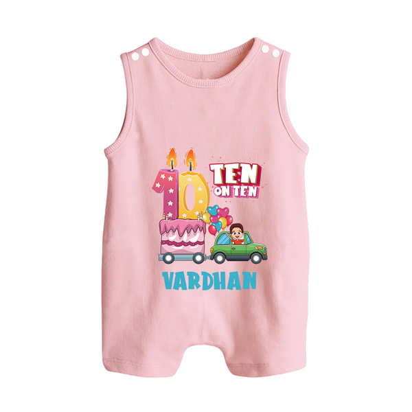 Baby Milestone Romper Suit/ Sleeveless Romper | Custom 10 Month Romper Suit/ Sleeveless Romper | Soft, Skin-Friendly Cotton - BABY PINK - 0 - 5 Months Old (Chest 18")