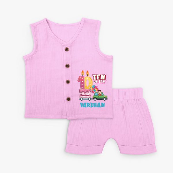 Baby Milestone Jabla Set | Custom 10 Month Jabla Set | Soft, Skin-Friendly Cotton - BABY PINK - 0 - 3 Months Old (Chest 9.8")
