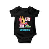 Baby Milestone Romper | Custom 10 Month Onesie | Soft, Skin-Friendly Cotton - BLACK - New Born (Chest 14")