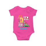 Celebrate Your Babies 10th Month With "TEN ON TEN" - Customized Romper For Babies With Name - HOT PINK - 0 - 3 Months Old (Chest 16")