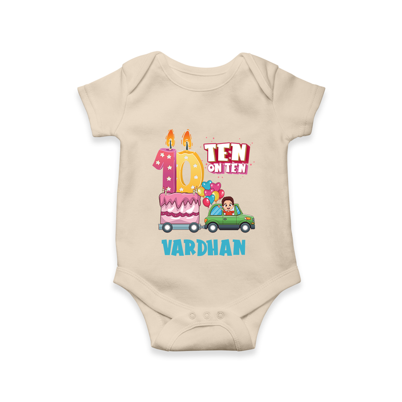Baby Milestone Romper | Custom 10 Month Onesie | Soft, Skin-Friendly Cotton - IVORY - New Born (Chest 14")
