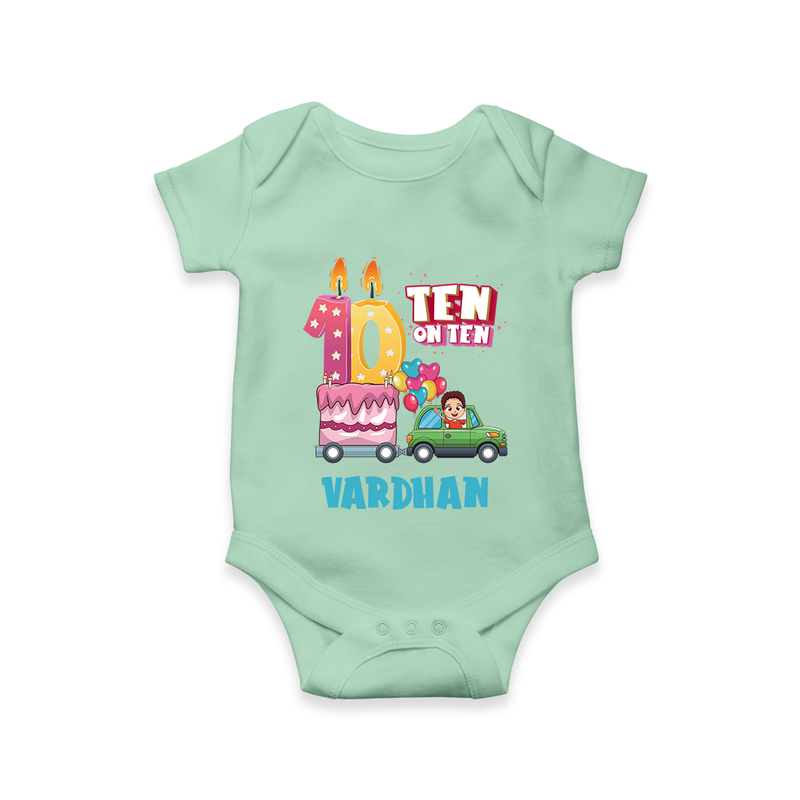 Baby Milestone Romper | Custom 10 Month Onesie | Soft, Skin-Friendly Cotton - MINT GREEN - New Born (Chest 14")