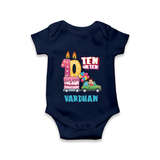 Baby Milestone Romper | Custom 10 Month Onesie | Soft, Skin-Friendly Cotton - NAVY BLUE - New Born (Chest 14")