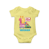 Baby Milestone Romper | Custom 10 Month Onesie | Soft, Skin-Friendly Cotton - PASTEL YELLOW - New Born (Chest 14")