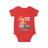 Celebrate Your Babies 10th Month With "TEN ON TEN" - Customized Romper For Babies With Name - RED - 0 - 3 Months Old (Chest 16")