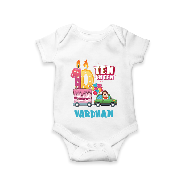 Baby Milestone Romper | Custom 10 Month Onesie | Soft, Skin-Friendly Cotton - WHITE - New Born (Chest 14")