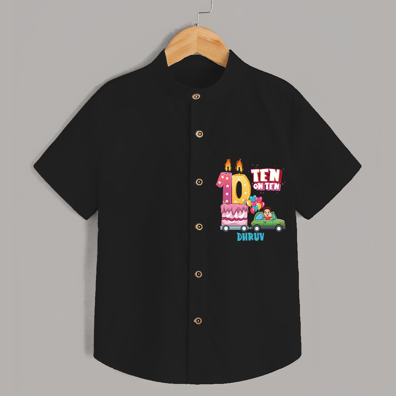 Ten-Oh Ten 10th Birthday – Custom Name Shirt for Boys - BLACK - 0 - 6 Months Old (Chest 21")