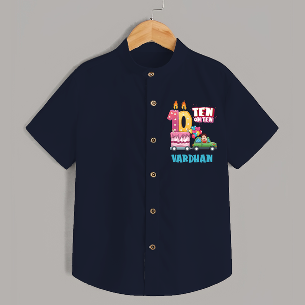 Baby Milestone Shirt | Custom 10 Month Shirt | Soft, Skin-Friendly Cotton - NAVY BLUE - 0 - 6 Months Old (Chest 23")