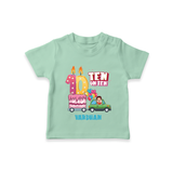 Celebrate Your Kids 10th Year Birthday With "TEN ON TEN" - Personalized Birthday T-Shirts with Customized Name For Boys - MINT GREEN - 0-5 Months Old (Chest 17")