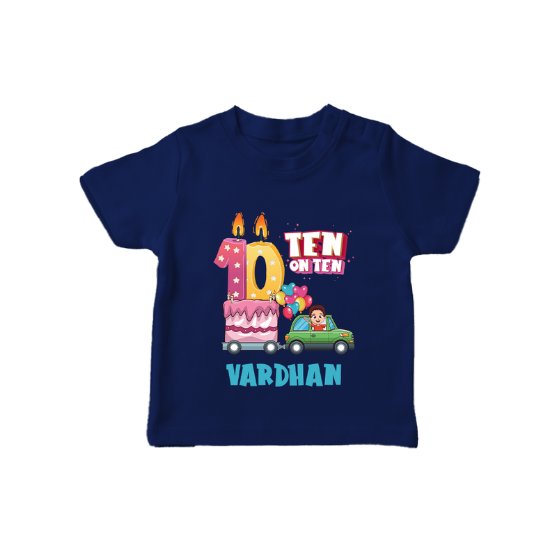 Baby Milestone T-Shirt | Custom 10 Month T-Shirt | Soft, Skin-Friendly Cotton - NAVY BLUE - 0-5 Months Old (Chest 17")