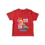 Celebrate Your Kids 10th Year Birthday With "TEN ON TEN" - Personalized Birthday T-Shirts with Customized Name For Boys - RED - 0-5 Months Old (Chest 17")