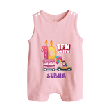Celebrate 10 Month with Custom Romper Suit/ Sleeveless Romper | Personalized Newborn Outfit | Soft Cotton Comfort - BABY PINK - 0 - 5 Months Old (Chest 18")
