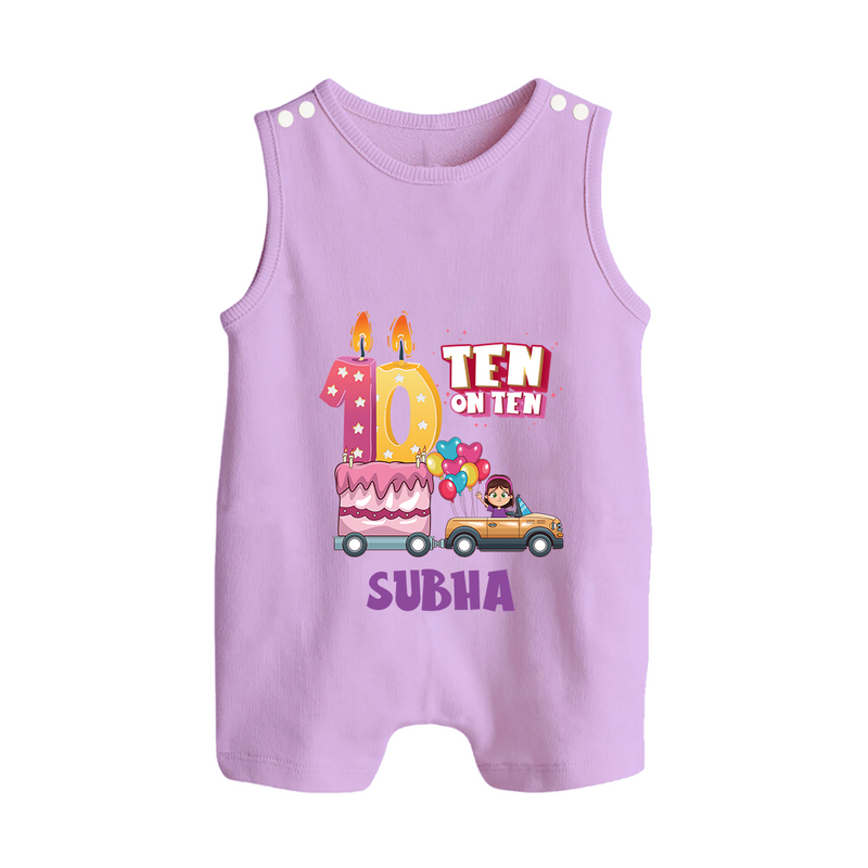 Celebrate 10 Month with Custom Romper Suit/ Sleeveless Romper | Personalized Newborn Outfit | Soft Cotton Comfort - LILAC - 0 - 5 Months Old (Chest 18")