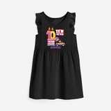 Ten-Oh Ten 10th Birthday – Personalized Name Frock for Girls - BLACK - 0 - 6 Months Old (Chest 18")