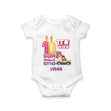 Celebrate Your Little DarlingÕs 10th Month With "TEN ON TEN" - Unique Romper For Babies With Name - WHITE - 0 - 3 Months Old (Chest 16")