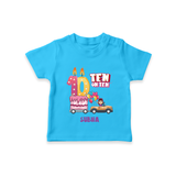 Celebrate Your Kids 10th Year Birthday With "TEN ON TEN" - Personalized Birthday T-Shirts with Customized Name For Girls - SKY BLUE - 0-5 Months Old (Chest 17")