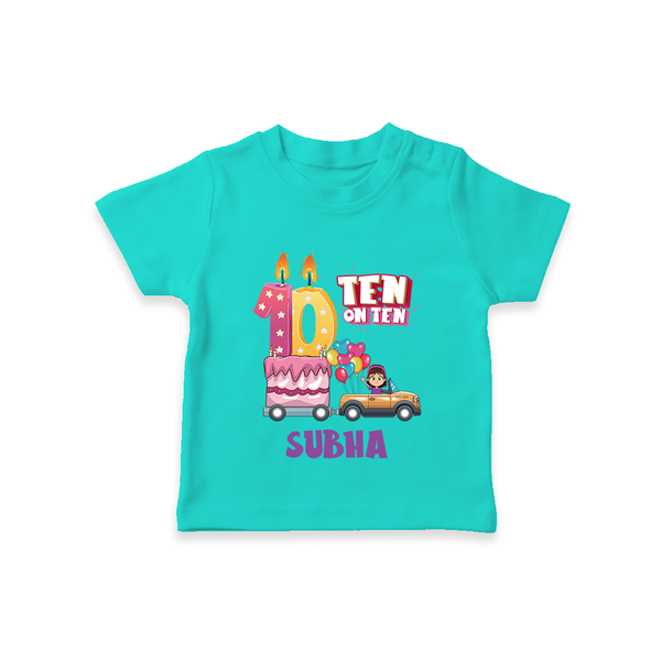 Celebrate 10 Month with Custom T-Shirt | Personalized Newborn Outfit | Soft Cotton Comfort - TEAL - 0-5 Months Old (Chest 17")