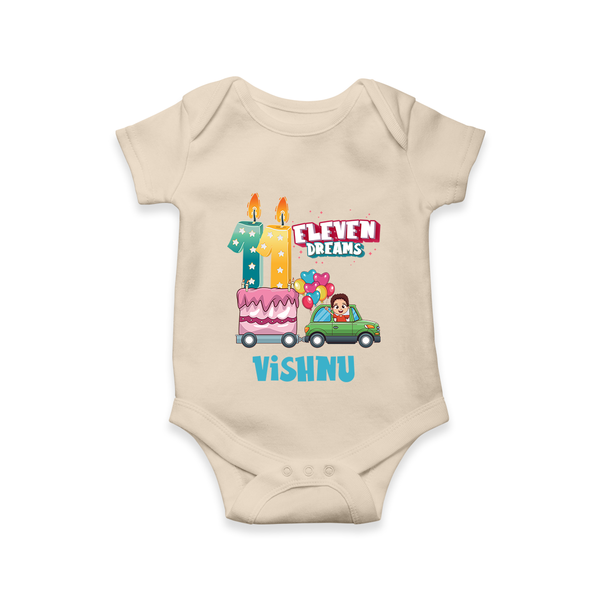Baby Milestone Romper | Custom 11 Month Onesie | Soft, Skin-Friendly Cotton - IVORY - New Born (Chest 14")