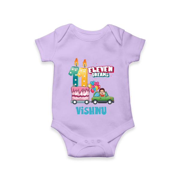 Baby Milestone Romper | Custom 11 Month Onesie | Soft, Skin-Friendly Cotton - LILAC - New Born (Chest 14")