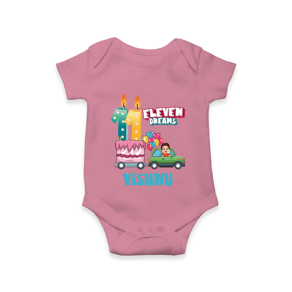 Baby Milestone Romper | Custom 11 Month Onesie | Soft, Skin-Friendly Cotton - ONION - New Born (Chest 14")