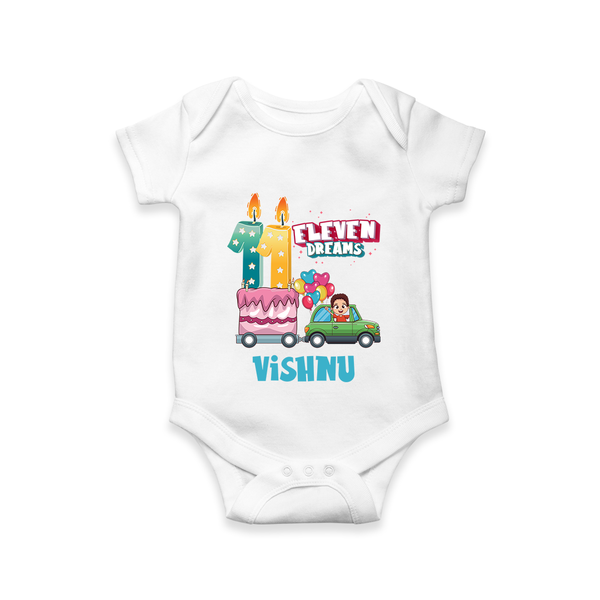 Baby Milestone Romper | Custom 11 Month Onesie | Soft, Skin-Friendly Cotton - WHITE - New Born (Chest 14")