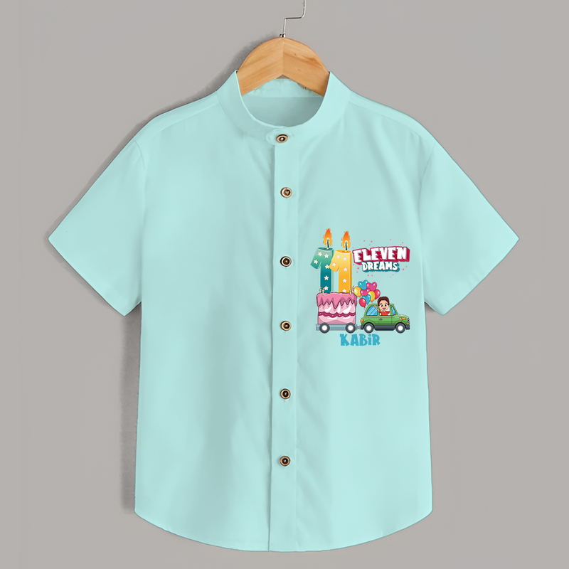Eleven Dreams 11th Birthday – Custom Name Shirt for Boys - ARCTIC BLUE - 0 - 6 Months Old (Chest 21")
