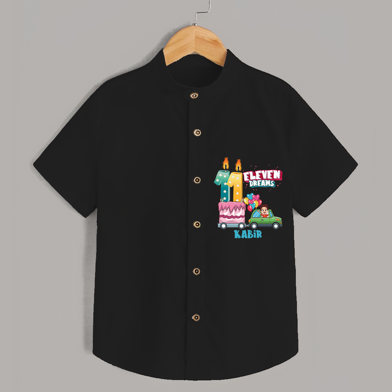 Eleven Dreams 11th Birthday – Custom Name Shirt for Boys - BLACK - 0 - 6 Months Old (Chest 21")