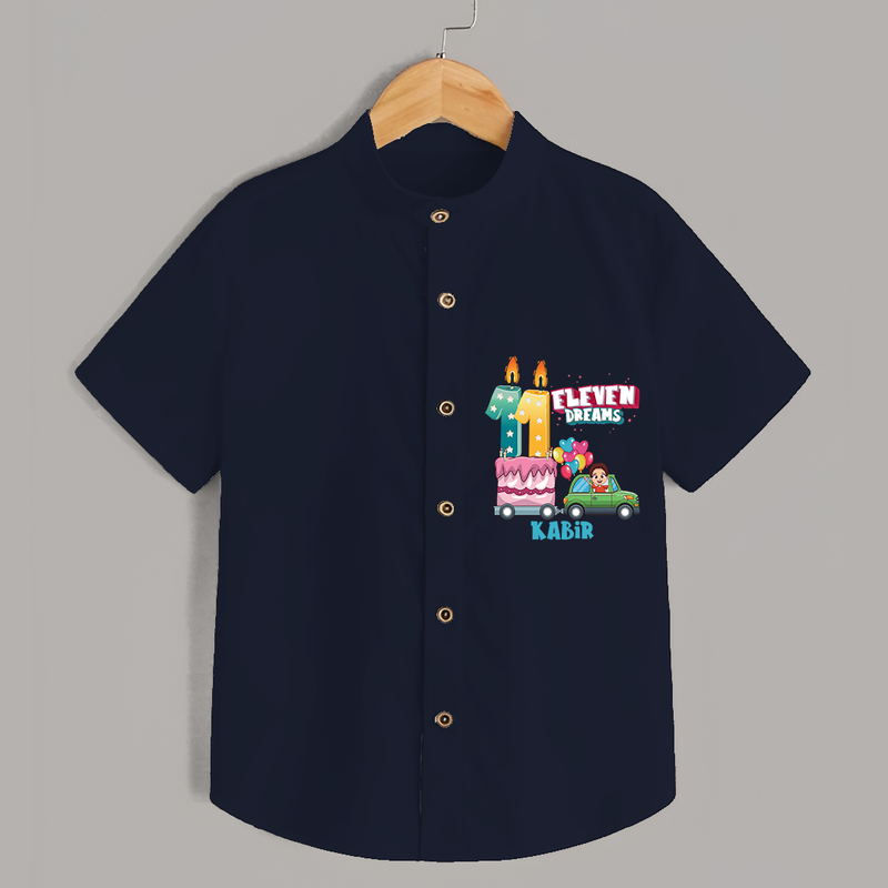 Eleven Dreams 11th Birthday – Custom Name Shirt for Boys - NAVY BLUE - 0 - 6 Months Old (Chest 21")