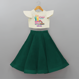 Celebrate Your Kids 11th Year Birthday With "ELEVEN DREAMS" - Personalized Birthday Crop Top And Skirt with Customized Name For Girls - BOTTLE GREEN - 6 - 9 Months Old (Chest 20" , Frock Waist 20")