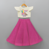 Celebrate Your Kids 11th Year Birthday With "ELEVEN DREAMS" - Personalized Birthday Crop Top And Skirt with Customized Name For Girls - FUSCHIA - 6 - 9 Months Old (Chest 20" , Frock Waist 20")