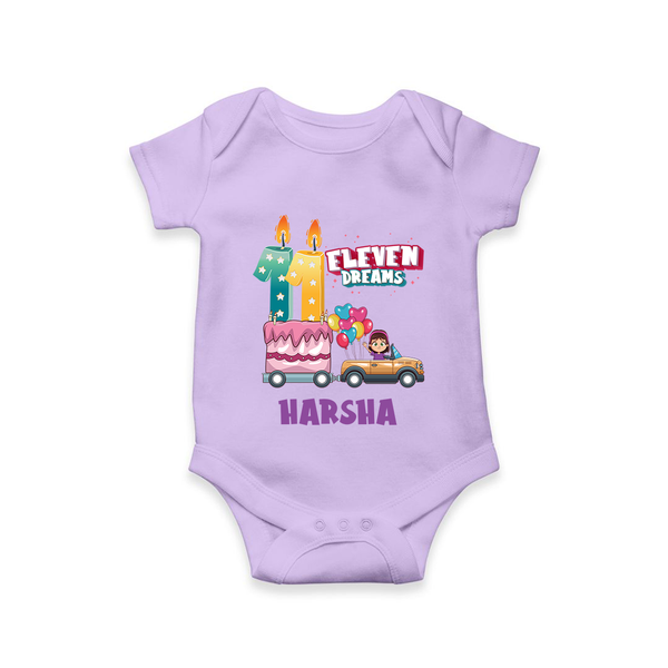 Celebrate 11 Month with Custom Romper | Personalized Newborn Outfit | Soft Cotton Comfort - LILAC - New Born (Chest 14")