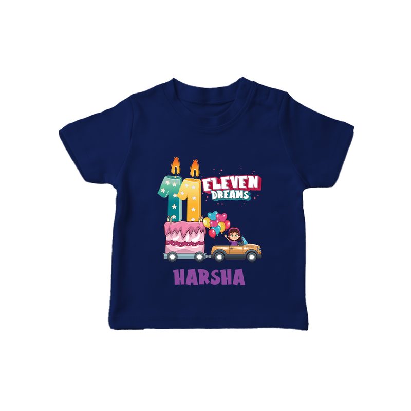 Celebrate 11 Month with Custom T-Shirt | Personalized Newborn Outfit | Soft Cotton Comfort - NAVY BLUE - 0-5 Months Old (Chest 17")