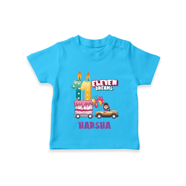 Celebrate 11 Month with Custom T-Shirt | Personalized Newborn Outfit | Soft Cotton Comfort - SKY BLUE - 0-5 Months Old (Chest 17")