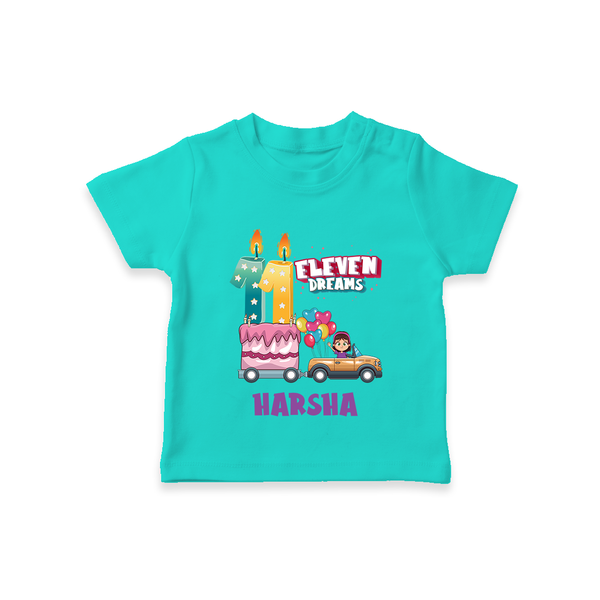 Celebrate 11 Month with Custom T-Shirt | Personalized Newborn Outfit | Soft Cotton Comfort - TEAL - 0-5 Months Old (Chest 17")