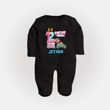 Baby Milestone Full Sleeve Bodysuit/ Sleep Suit/ Jumpsuit | Custom 1 Year Full Sleeve Bodysuit/ Sleep Suit/ Jumpsuit | Soft, Skin-Friendly Cotton - BLACK - New Born (Chest 7.5")