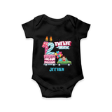 Celebrate Your Babies 12th Month With "TWELVE-TASTIC" - Customized Romper For Babies With Name - BLACK - 0 - 3 Months Old (Chest 16")