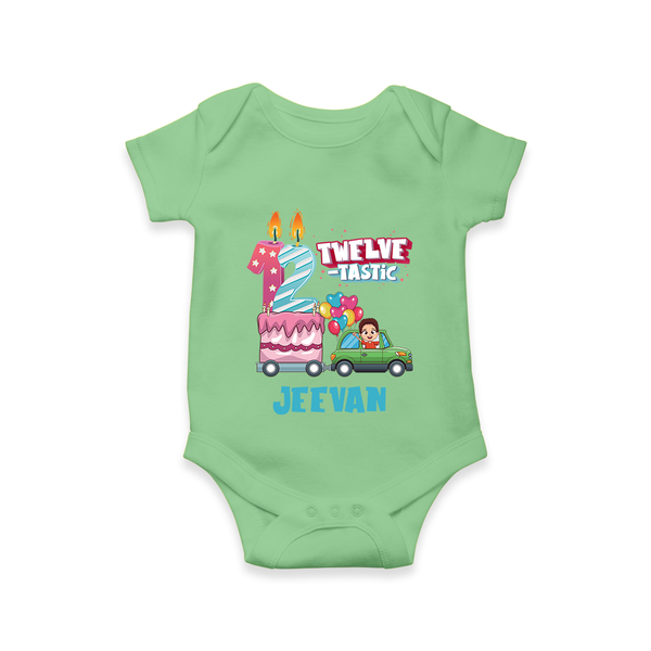 Baby Milestone Romper | Custom 1 Year Onesie | Soft, Skin-Friendly Cotton - GREEN - New Born (Chest 14")