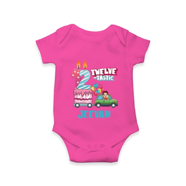 Baby Milestone Romper | Custom 1 Year Onesie | Soft, Skin-Friendly Cotton - HOT PINK - New Born (Chest 14")