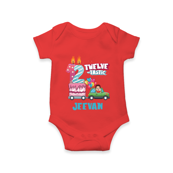 Baby Milestone Romper | Custom 1 Year Onesie | Soft, Skin-Friendly Cotton - RED - New Born (Chest 14")