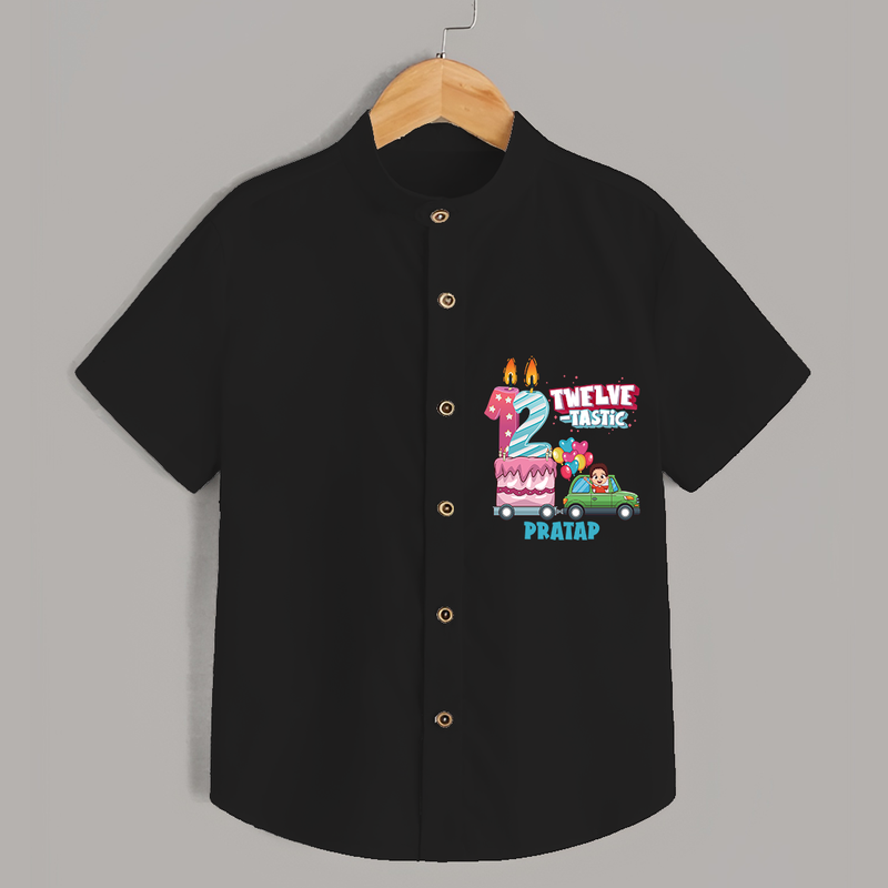 Twelve-tastic 12th Birthday – Custom Name Shirt for Boys - BLACK - 0 - 6 Months Old (Chest 21")