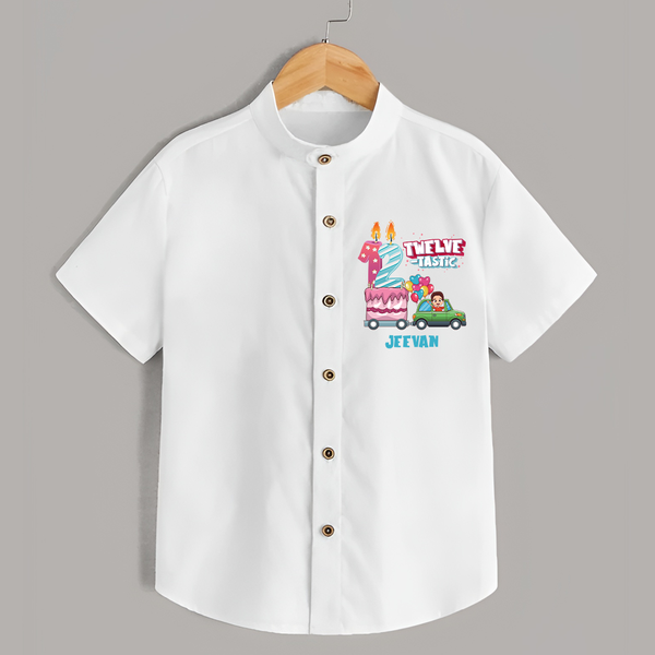 Celebrate Your Kids 12th Year Birthday With "TWELVE-TASTIC" - Personalized Birthday Shirts with Customized Name - WHITE - 0 - 6 Months Old (Chest 23")