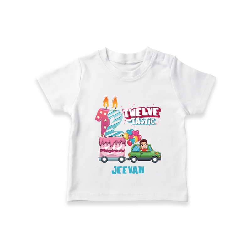 Celebrate Your Kids 12th Year Birthday With "TWELVE-TASTIC" - Personalized Birthday T-Shirts with Customized Name For Boys - WHITE - 0-5 Months Old (Chest 17")