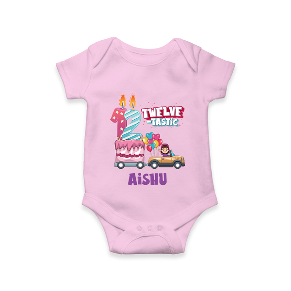 Celebrate 1 Year with Custom Romper | Personalized Newborn Outfit | Soft Cotton Comfort - BABY PINK - New Born (Chest 14")
