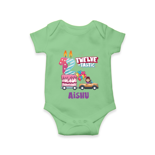 Celebrate 1 Year with Custom Romper | Personalized Newborn Outfit | Soft Cotton Comfort - GREEN - New Born (Chest 14")