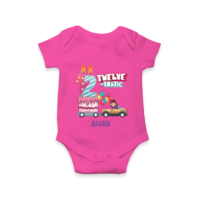 Celebrate Your Tiny AngelÕs 12th Month With "TWELVE-TASTIC" - Special Romper For Babies With Name - HOT PINK - 0 - 3 Months Old (Chest 16")