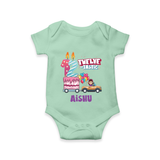 Celebrate 1 Year with Custom Romper | Personalized Newborn Outfit | Soft Cotton Comfort - MINT GREEN - New Born (Chest 14")