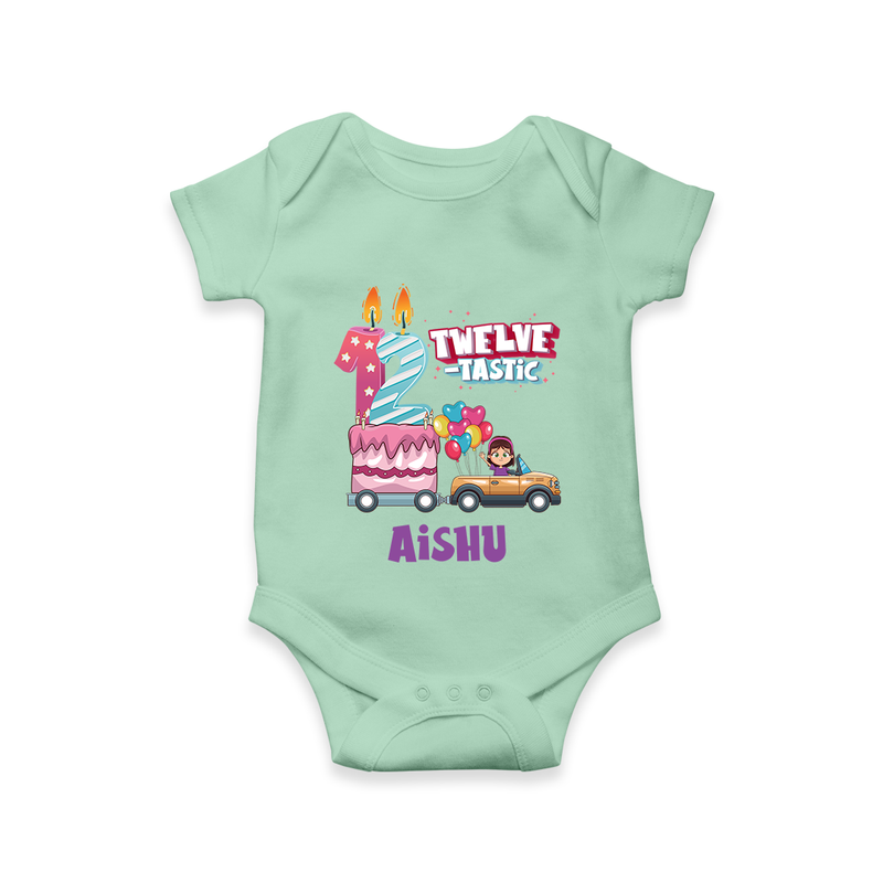 Celebrate 1 Year with Custom Romper | Personalized Newborn Outfit | Soft Cotton Comfort - MINT GREEN - New Born (Chest 14")
