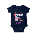 Celebrate 1 Year with Custom Romper | Personalized Newborn Outfit | Soft Cotton Comfort - NAVY BLUE - New Born (Chest 14")
