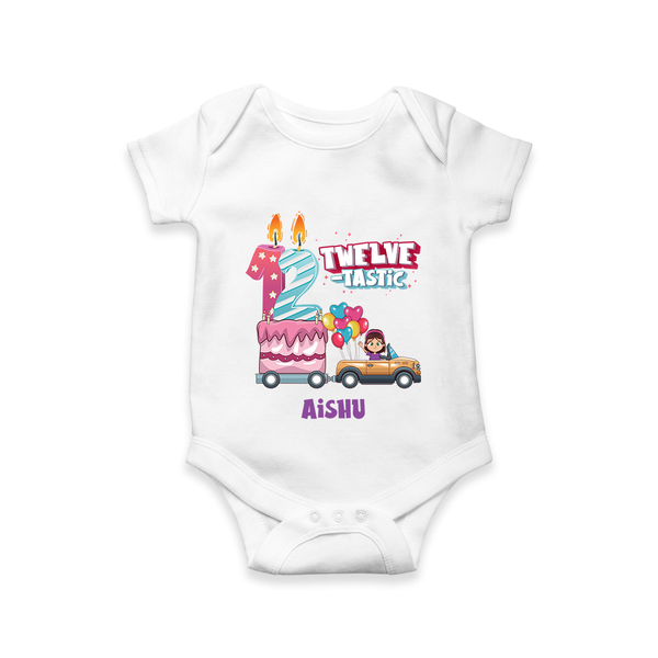 Celebrate Your Tiny AngelÕs 12th Month With "TWELVE-TASTIC" - Special Romper For Babies With Name - WHITE - 0 - 3 Months Old (Chest 16")